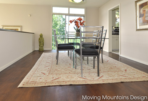 San Marino dining room home staging in Mid Century Modern house for sale