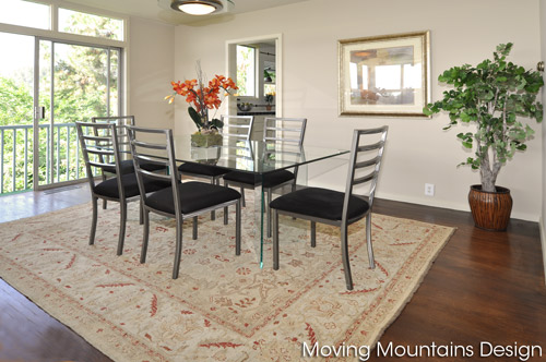 Dining room of San Marino home staged by Moving Mountains Design