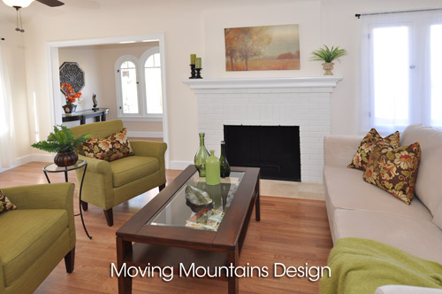 Altadena House Staging For A Real Estate Investor - Living Room with fireplace