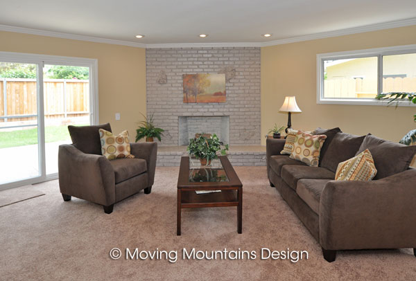 Home staging family room in West Covina home for sale