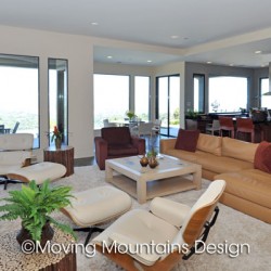 Family room and kitchen in Pasadena contemporary house staging