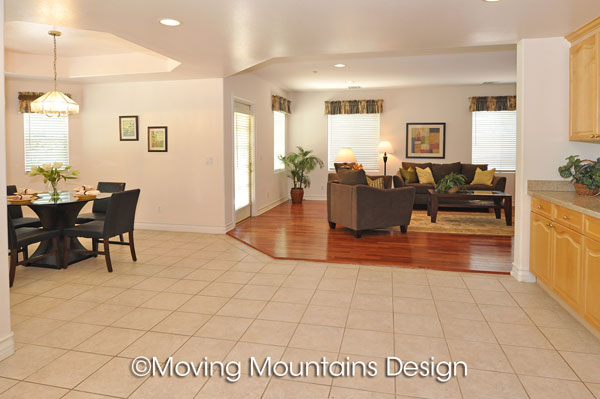 Arcadia real estate family room and kitchen house staging