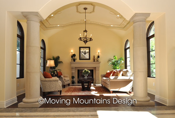 Living room of luxury new construction home in Arcadia