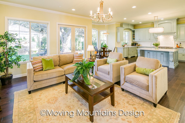 Arcadia New Home Staging Family Room by Moving Mountains Design