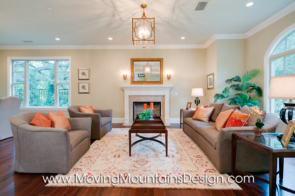 Living Room Luxury Home Staging by Moving Mountains Design