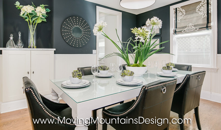 Black and white dining room studio city home staging