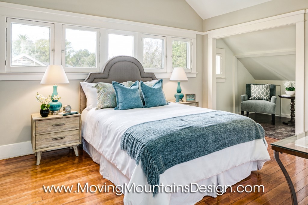 Investor Staging Master Bedroom blue and gray