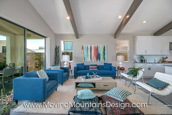 Model Home Open Concept Colorful Living Room