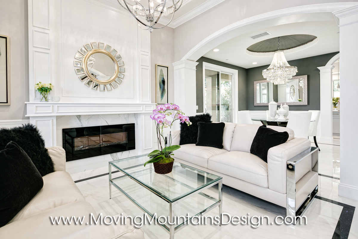 Living Room Temple City Home Staging white leather