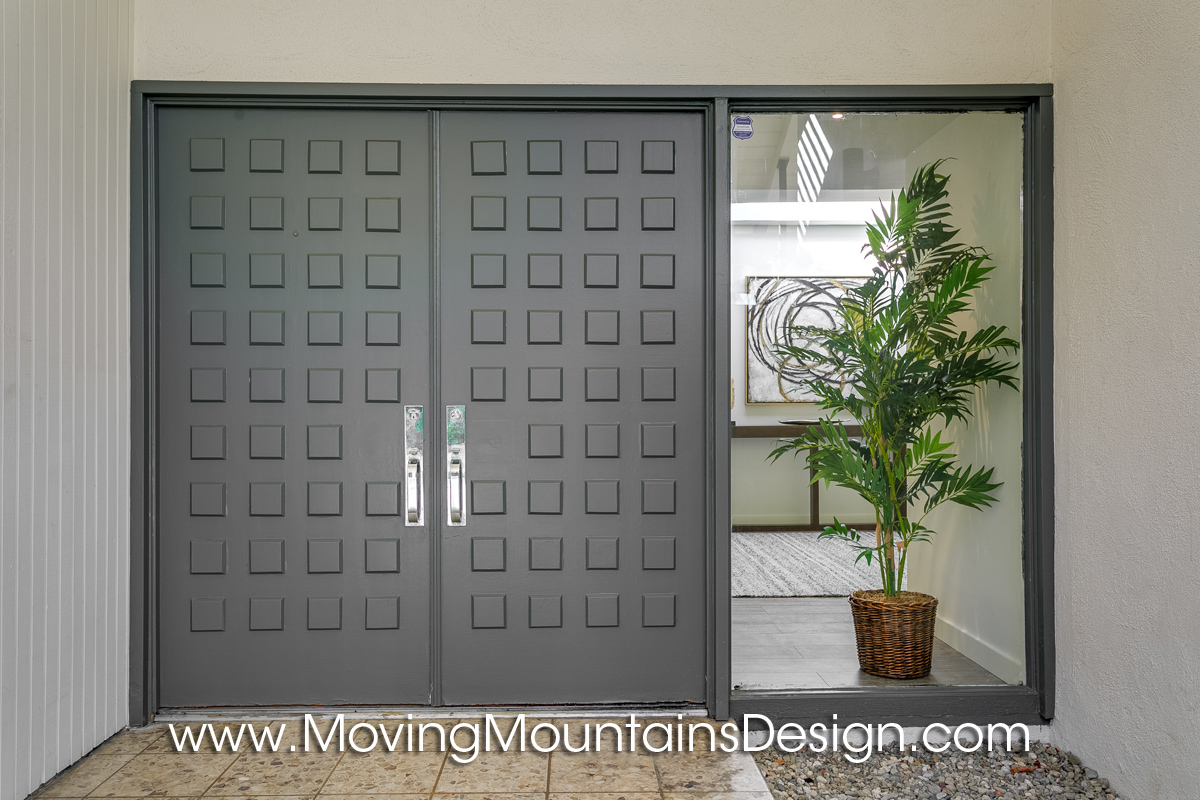 Front door of Pasadena Mid-Century Modern Staging